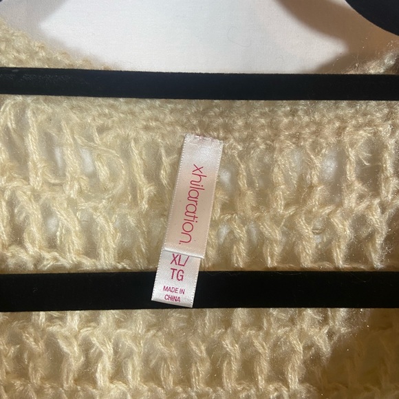 Xhilaration Oversized Beige Cream fuzzy open weave boho cardigan - Picture 10 of 11